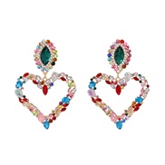 occidental style exaggerating heart-shaped diamond earrings woman fashion temperament ear stud geometryearrings