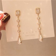 ( Silver needle)silver Korea big drop Pearl earrings personality fashion earring Earring woman