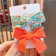 (   orange)U woman floral head Korean style pure color bow children hair clip