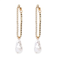 ( Gold)occidental style creative atmospheric Earring  geometry imitate Pearl Alloy diamond earring woman earrings F