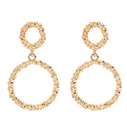 ( Gold) retro Alloy geometry Round earring   occidental style personality fashion lady earrings arring F