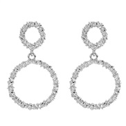 ( White K) retro Alloy geometry Round earring   occidental style personality fashion lady earrings arring F