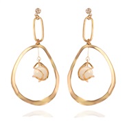 ( whiteKCgold )Korean style brief fresh personality high earrings fashion temperament all-Purpose long style geometry Pe