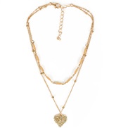 ( Gold)occidental style Alloy love pendant Double layer woman  personality fashion gold chain necklace woman