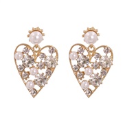 ( white)occidental style exaggerating heart-shaped Pearl earrings fashion Street Snap woman flowers earring personality