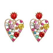 ( Color)occidental style exaggerating heart-shaped Pearl earrings fashion Street Snap woman flowers earring personality