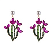 ( rose Red)occidental style lady earrings personality creative Alloy embed color Rhinestone retro temperament earrings