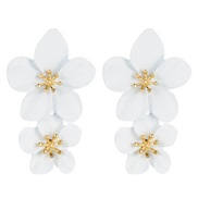 ( white)ins Korea high quality flowers earrings woman Bohemian style multicolor Double layer long style earring occident