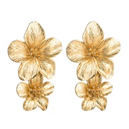 ( Gold)ins Korea high quality flowers earrings woman Bohemian style multicolor Double layer long style earring occidenta