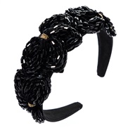 ( black)occidental style high quality Headband lady handmade crystal flowers super width Headband fashion