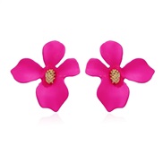 ( rose Red)occidental style exaggerating arring  fashion temperament flowers earrings  Alloy small fresh petal ear stud 