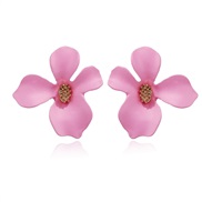 (Ligh  Pink)occidental style exaggerating arring  fashion temperament flowers earrings  Alloy small fresh petal ear stud