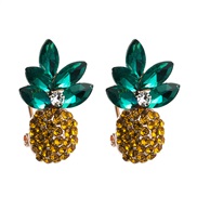 ( green)Korean style summer fresh all-Purpose ear stud lady earrings  Alloy embed color Rhinestone earrings
