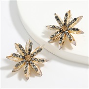 ( Gold)fashion colorful diamond series personality all-Purpose Alloy diamond Rhinestone flowers flowers earrings woman o