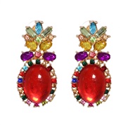 ( red) occidental style new retro drop zircon earring pattern stone earrings brief temperament ear stud woman