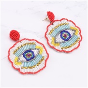 ( red) beads ear stud  Bohemia ethnic style color exaggerating personality creative Earring