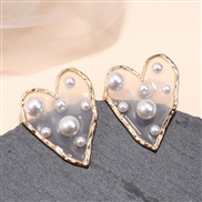 same style earrings Japan and Korea personality exaggerating love transparent resin Pearl ear stud woman