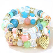 occidental style trend  concise all-Purpose Metal Peach heart Life tree candy multilayer temperament bracelet