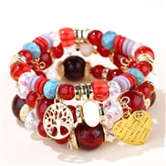 occidental style trend  concise all-Purpose Metal Peach heart Life tree candy multilayer temperament bracelet