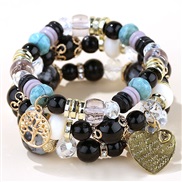 ( black) occidental style trend  concise all-Purpose Metal Peach heart Life tree candy multilayer temperament bracele