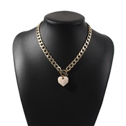 ( Gold)occidental style punk wind Pearl love necklace woman personality clavicle chain