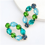 ( green)fashion colorful diamond series Alloy diamond super glass diamond geometry earrings woman occidental style wind