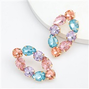 ( Color)fashion colorful diamond series Alloy diamond super glass diamond geometry earrings woman occidental style wind