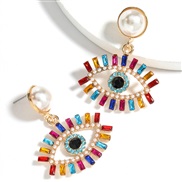 ( Color)personality colorful diamond series Alloy diamond embed Pearl Acrylic eyes earring occidental style earrings wom
