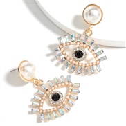 (AB color)personality colorful diamond series Alloy diamond embed Pearl Acrylic eyes earring occidental style earrings w