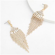 ( white)fashion colorful diamond series Alloy diamond Rhinestone long style tassel earrings woman occidental style tempe