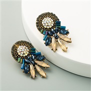( blue)color Rhinestone occidental style wind fashion lady ear stud Alloy retro exaggerating earrings