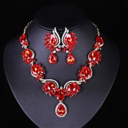 ( red) occidental style gem necklace earrings set  fashion bride banquet