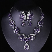 (purple) occidental style gem necklace earrings set  fashion bride banquet