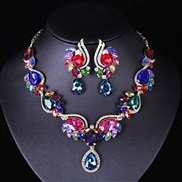 ( Color) occidental style gem necklace earrings set  fashion bride banquet