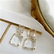 ( Silver needle Gold)silver transparent square earrings occidental style exaggerating earring fashion all-Purpose brief 