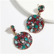 ( Color)fashion colorful diamond series multilayer Round Alloy diamond Rhinestone retro earrings woman occidental style 