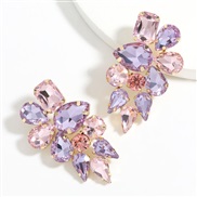 ( pink and purple )fashion colorful diamond series multilayer Alloy diamond drop glass diamond super fully-jewelled earr