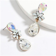 ( white)fashion colorful diamond series multilayer Alloy diamond drop glass diamond flowers geometry earrings woman occi
