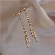( Silver needle Gold)silver long style tassel zircon earrings Korea fashion all-Purpose earring personality brief Earrin