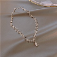 ( Silver)Korea big diamond necklace fashion all-Purpose clavicle chain personality brief woman