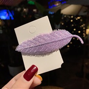 (purple )Korean style eaf hair clip super temperament sweet feather lovely woman