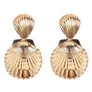 ( Gold)occidental styleearrings ear stud earring  Bohemian style Metal Shells earrings arring womanF