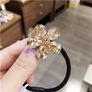( champagne)Korea crystal flowers circle rope sweet small fresh temperament head rope brilliant flower leather head woma