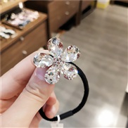 ( transparent)Korea crystal flowers circle rope sweet small fresh temperament head rope brilliant flower leather head wo