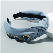 ( light blue )Korea high-end fine eadband woman fully-jewelled bow colorful width eadband fashion