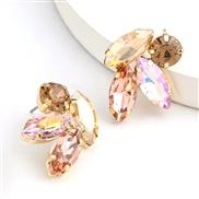 ( Pink)fashion colorful diamond series personality brief Alloy diamond Rhinestone flowers earrings woman occidental styl