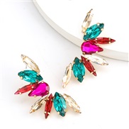 ( Color)fashion colorful diamond series personality half Alloy Rhinestone diamond flowers earrings woman occidental styl