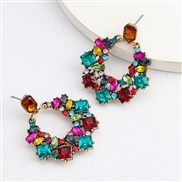 ( Color)fashion colorful diamond series creative Alloy diamond Rhinestone fully-jewelled geometry earrings woman occiden