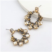 ( Gold)fashion colorful diamond series creative Alloy diamond Rhinestone fully-jewelled geometry earrings woman occident