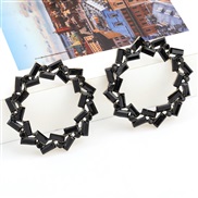 ( black)fashion colorful diamond series Round Alloy diamond Rhinestone geometry earrings woman occidental style exaggera